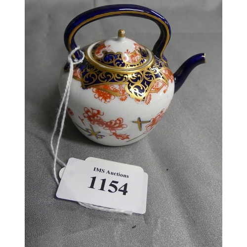 1154 - Miniature Imari Pattern Royal Crown Derby Kettle.