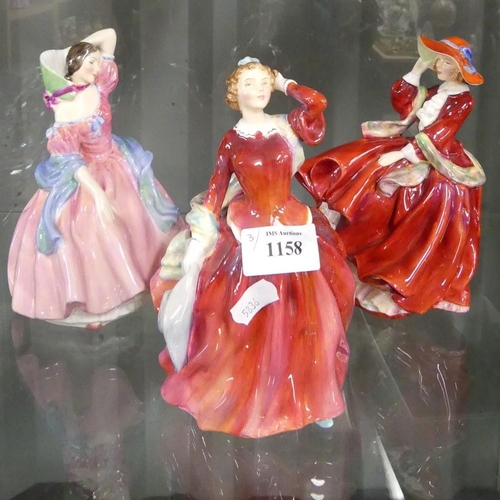 1158 - 3 Royal Doulton Figures- Blithe Morning, May Time & Top Of The Hill.