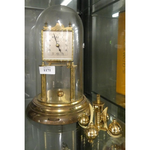 1171 - Shatz 30 Day Brass Mantle Clock.