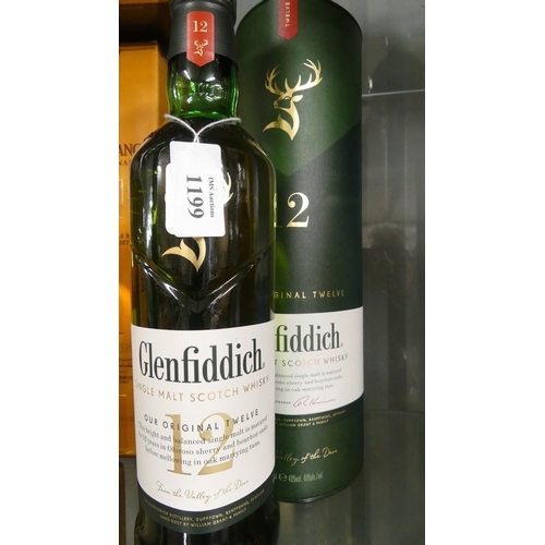 1199 - Bottle Of Glenfiddich 12yr Single Malt Scotch Whisky.