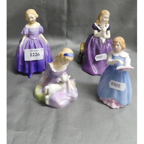 1226 - 4 Royal Doulton Figures - Affection, Marie, Mary Had A Little Lamb & First Recital.