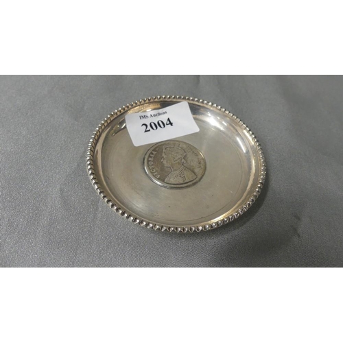 2004 - Silver Pin Dish Mounted with Silver Rupee dated 1862.