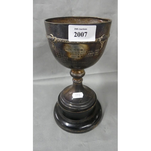 2007 - Birmingham Silver Trophy on Wooden Base, Crieff Gun Club, weighing approx 8oz troy.