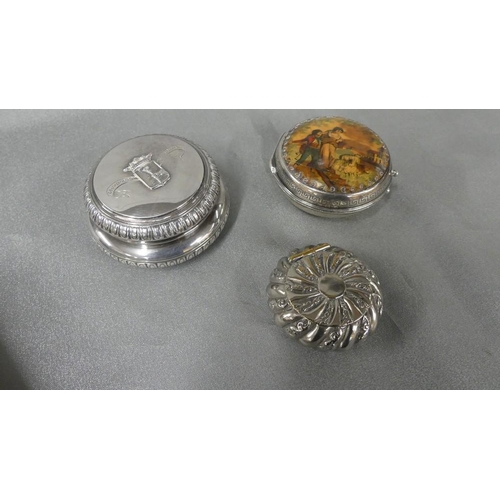 2014 - Continental Silver & Two White Metal Pill Boxes.