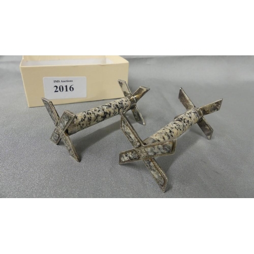 2016 - Pair of Scottish Hardstone Silver Knife Rests