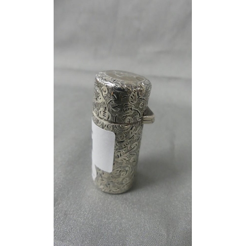 2021 - Antique London Silver Sampson & Mordan & Co Engraved Cylindrical Scent Bottle.