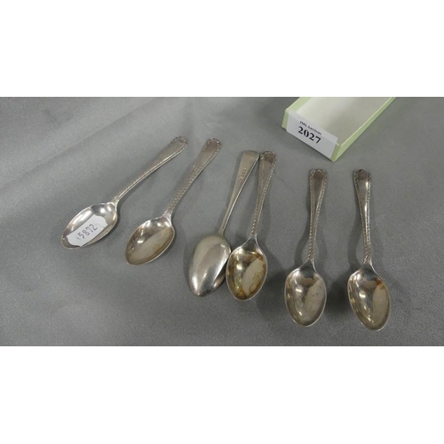 2027 - Set of Six Sheffield Silver Coffee Spoons, approx 2.3oz troy.