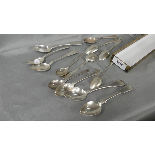 2028 - 13 Assorted Silver Spoons, approx 6.9oz troy.