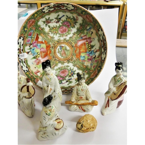 2041I - Reproduction Canton Bowl & Oriental China Figures.