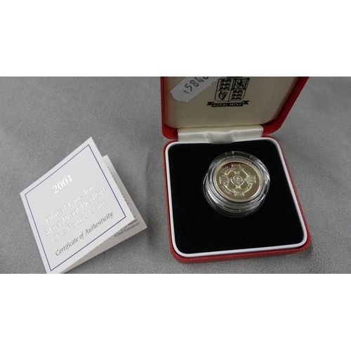 2053 - Cased 2001 United Kingdom Silver Piedfort £1 Coin.