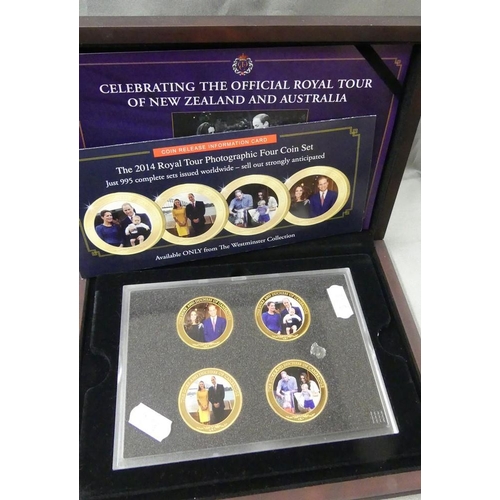 2056 - Cased Ltd edition Set of Four Coins Celebrating The Royal Tour 2014 - William Katherine & George NZ ... 