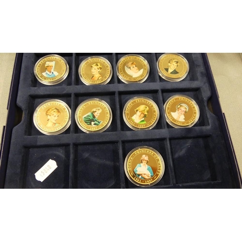 2060 - Boxed Set of Lady Diana Gilded Commemorative Coins ltd Edition 14500.