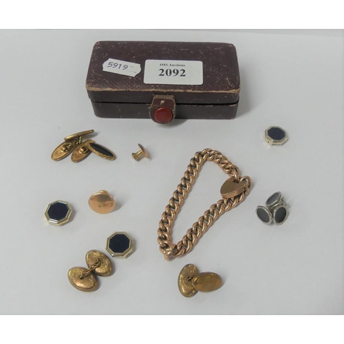 2092 - Gold Plated Bracelet, Assorted Cufflinks & One 10ct Shirt Stud.