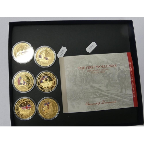 2115 - Six First World War Gold Plated Centenary Coins.