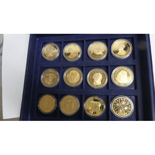 2143 - Twelve British Monarchs Gold Plated Collectors Coins.