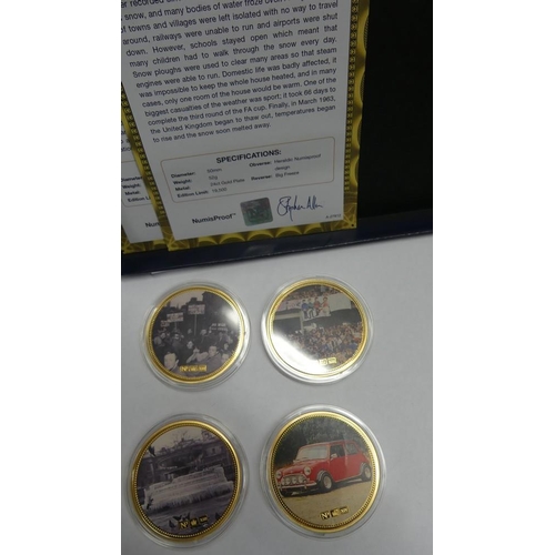 2150 - Four Remembering The 60s Gold Plated Collectors Coins.