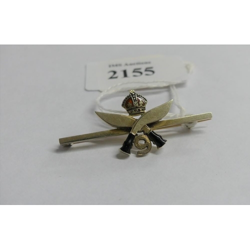 2155 - Vintage 9th Gurkha Rifles Sweetheart Brooch.