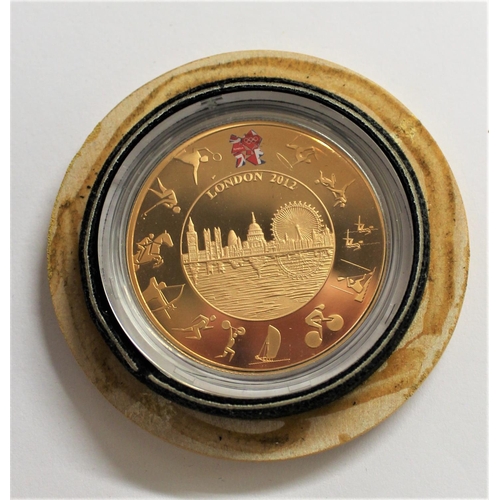 2156E - Cased UK Royal Mint London 2012 Olympic £5 Gold Coin - 531/5000, weighing 39.94g (0.9167 22ct). Comp... 