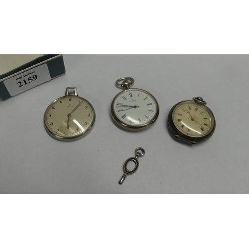 2159 - Omega & Algex Pocketwatches, small Victorian Fob Watch.