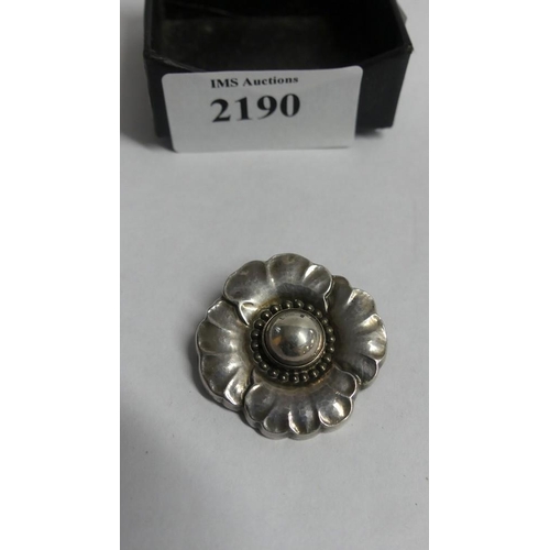 2190 - Georg Jensen Silver Flower Brooch Design 189