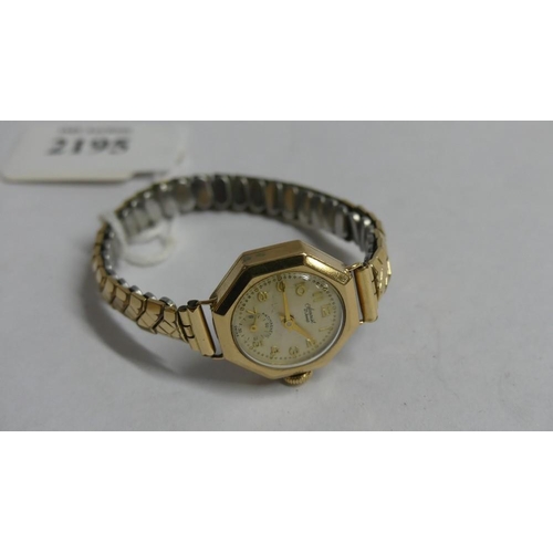 2195 - Ladies Accurist Wristwatch (9ct gold case).