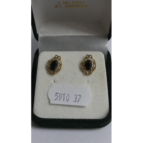 2207 - Pair of Gold Gem Stud Earrings