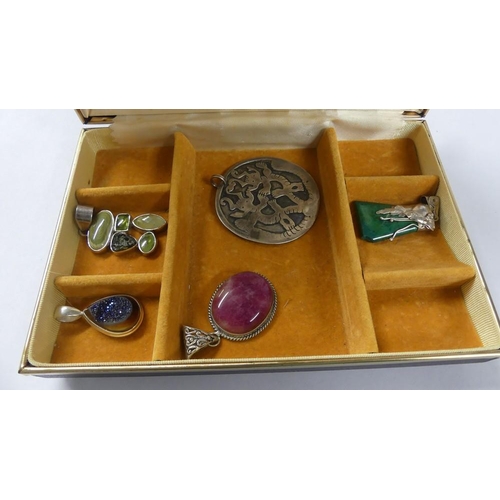 2217 - Lot of Silver Gem and Hardstone Pendants