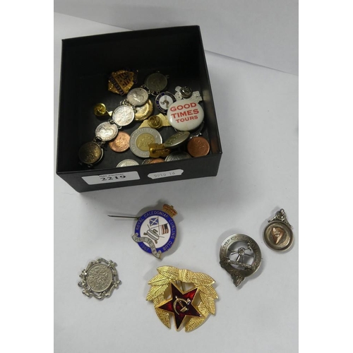 2219 - Inverness Silver Clan Brooch, Silver Medallion and Lot badges etc