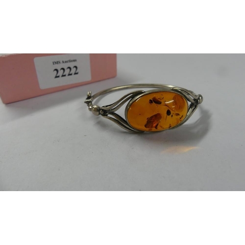 2222 - Silver Amber Bangle