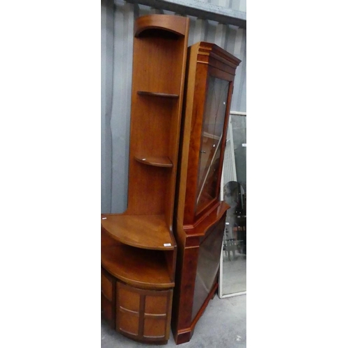 3023 - Nathan Teak Corner Cabinet & Yew Corner Cabinet