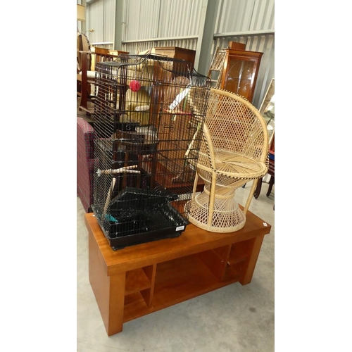 3035 - Coffee Table, Bird Cage, Mirror, 2 Plant Stands etc