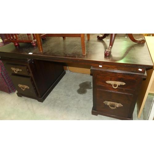 3037 - Mahogany Twin Pedestal Desk.