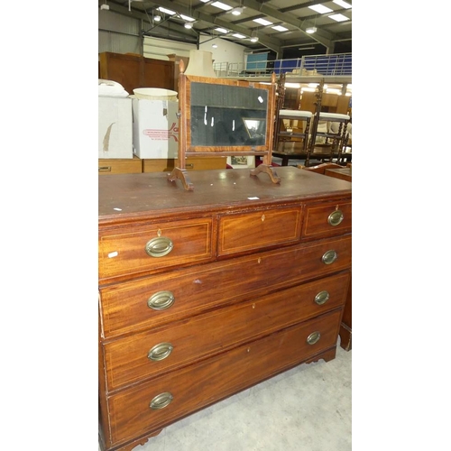 3079 - Victorian Mahogany 3 over 3 Drawer Chest & Dressing Mirror