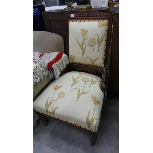 3091 - Edwardian Chair with Floral Upholstery