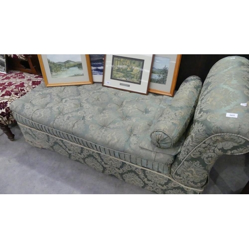 3095 - Grey Floral Upholstered Antique Day Bed.