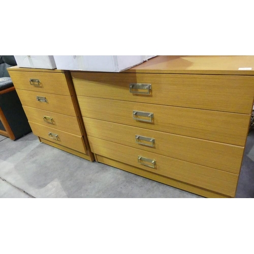 3115 - 2 Teak 4 Drawer Chests