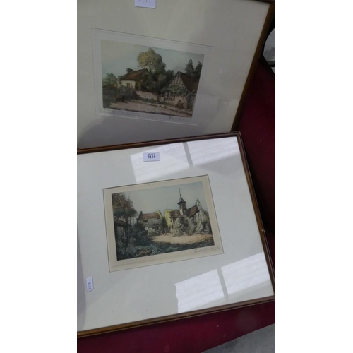 3116 - Pair of Framed Maunier Coloured Engravings, approx 20 x 14cm.