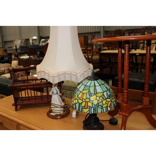 3136 - Magazine Rack, Wine Table, Figural Lamp & Stained Glass Lamp