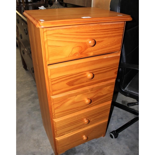 3144 - Slim Pine 5 Drawer Chest