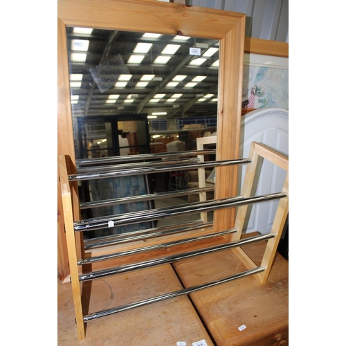 3147 - Pine Wall Mirror & Shoe Rack