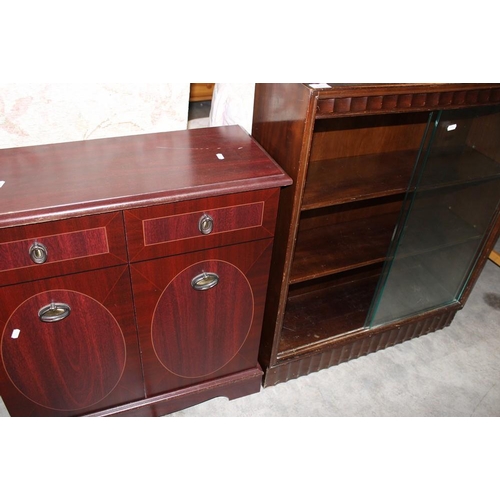 3181 - Mahogany Sideboard & Mahogany Glass Front Bookcase