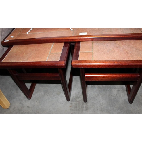 3185 - Teak Tile Top Nest Of 3 Tables