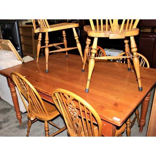 3216 - Pine Dining Table & 6 Dining Chairs