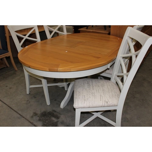 3220 - Painted Light Oak Extending Dining Table & 4 Chairs