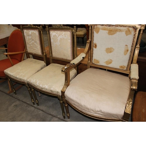 3257 - Three Antique Gilded Chairs