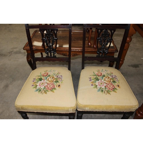 3264 - Pair of Victorian Mahogany Nursing Chairs with Tapestry Seats