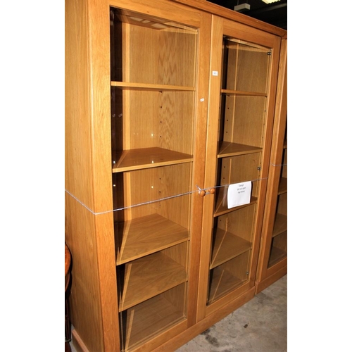 3272 - Light Oak 2 Door Glazed Bookcase