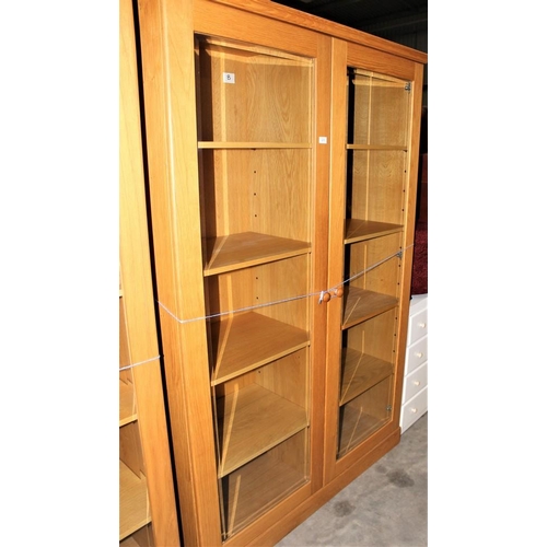 3273 - Light Oak 2 Door Glazed Bookcase