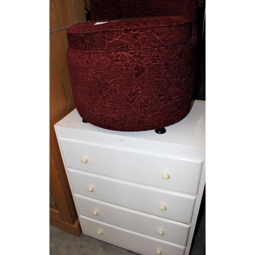 3274 - Painted 4 Drawer Chest and Fabric Upholstered Tub Chair