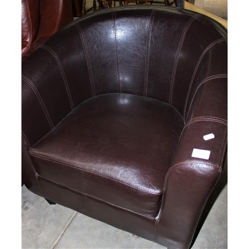 3276 - Faux Leather Tub Chair